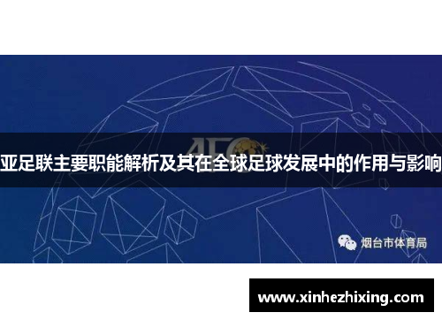 亚足联主要职能解析及其在全球足球发展中的作用与影响